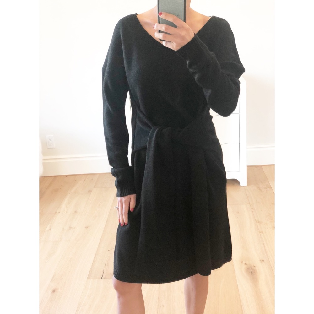 VIENNA Black Long Sleeve Tie Waist Dress - Picture 6 of 10